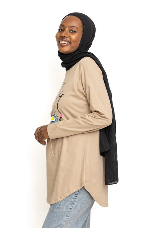Latte Printed Long - Sleeve Design 20 - Khotwh